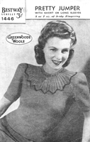 vintage ladies knitting pattern for jumper wartime 1940s