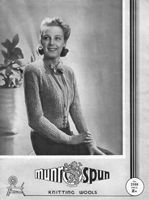 vintage ladies low button cardigan knitting pattern from 1930s