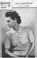 vintage ladies 1940s jumper coat knitting pattern