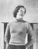 vintage ladies polo neck jumper knitting pattern from 1930s