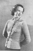 vintage ladies belted cardigan knitting pattern from 1930s