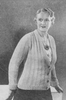 vintage ladies knitting pattern for ladies V neck cardigan 1930s