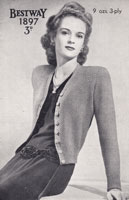 vintage ladies cardigan kniting pattern 1940s