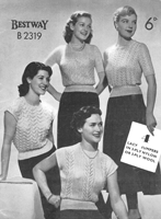 vintage ladies summer tops knitting pattern 1950s