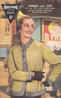 vintage ladies jacket and cap sewt knitting pattern from early 1950s