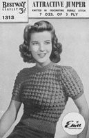 vintage knitting pattern Bestway 1940s for ladies bubble stitch jumper