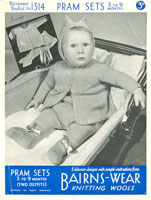 vintage  baby pram set knitting patterns