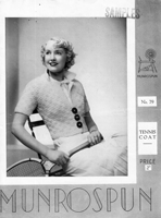 vintage ladies 1930s tennis cardigan knitting pattern