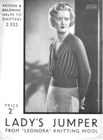 vintage ladies jumper blouse knitting pattern from 1920s