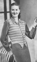 vintage ladiesharlequine waistcaot knitting pattern from 1947