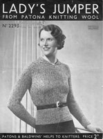 vintage 1930s ladies jumper knitting pattern patons 2293