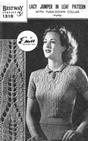 vintage ladies lace jumper knitting pattern from 1940