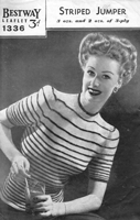 vintage ladies stripe jumper knitting pattern from 1940s