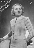 vintage ladies cadigan knitting pattern in vintage souble knittin form 1940s
