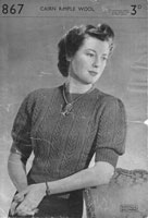 vintage ladies knitting pattern for ladies jumper 1940s