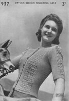 vintage knitting pattern for ladies cardigan 1940s