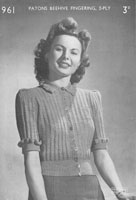 vintage knitting pattern for ladies cardigan 1940s