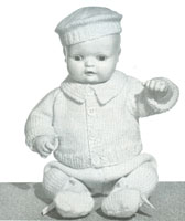 Simple to knit vintage knitting pattern in double knitting set for baby boy doll to fit 12", 14" and 16" dolls