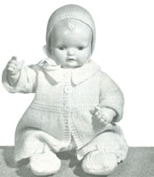 Lovely easy vintage knitting pattern to knit pram set for baby dolls. 12", 14" 16" and 20" dolls knitted in double knitting