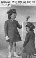 vintage girls coat and hat knitting pattern 1940s