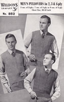 vintage mens slip over knitting pattern 1940s
