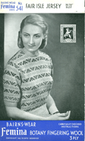 1940s vintage knitting pattern ladies fair isle jumper