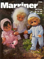 Vintage doll knitting pattern for 12" - 18" dolls