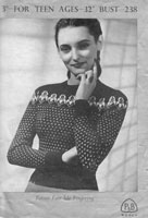 vintage ladies fair isle jumper knitting pattern from 1940s patons 238