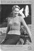 vintage ladies knitting pattern for pretty cardigna from 1940s
