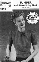 bestway 1349 ladies tie neck jumper knitting pattern from 1940s