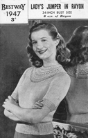 vintage ladies 1940s knitting pattern for jumper with fancy yoke