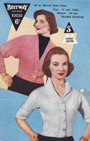 Vintage knitting pattern for two styles of cardigan, both dolman or bat wing