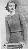 ladies vintage knitting pattern for jumper to fit 35 inch bust from 1930s