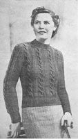 vintage ladies knitting pattern for  jumper with cables to fit 34 inch bust from 1930s