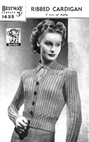 ladies 1940s cardigan knitting pattern  with cable detail