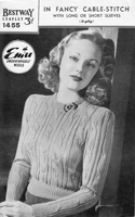 ladies 1940s jumper knitting pattern with cable
