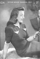 ladies wartime jumper knitting pattern from 1940s patons 124