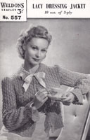 vintage weldons bedjacket knitting pattern 1940s weldon 557